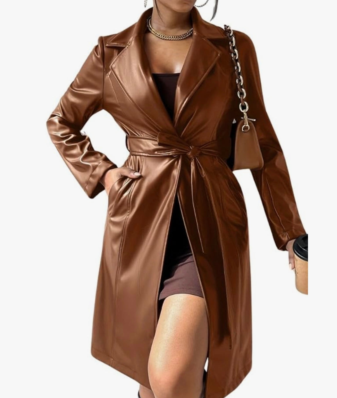 Over Coat Lether Brown