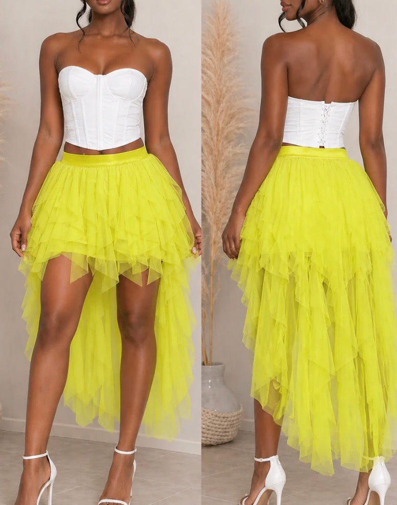 Layered Ruffle Mesh Skirt
