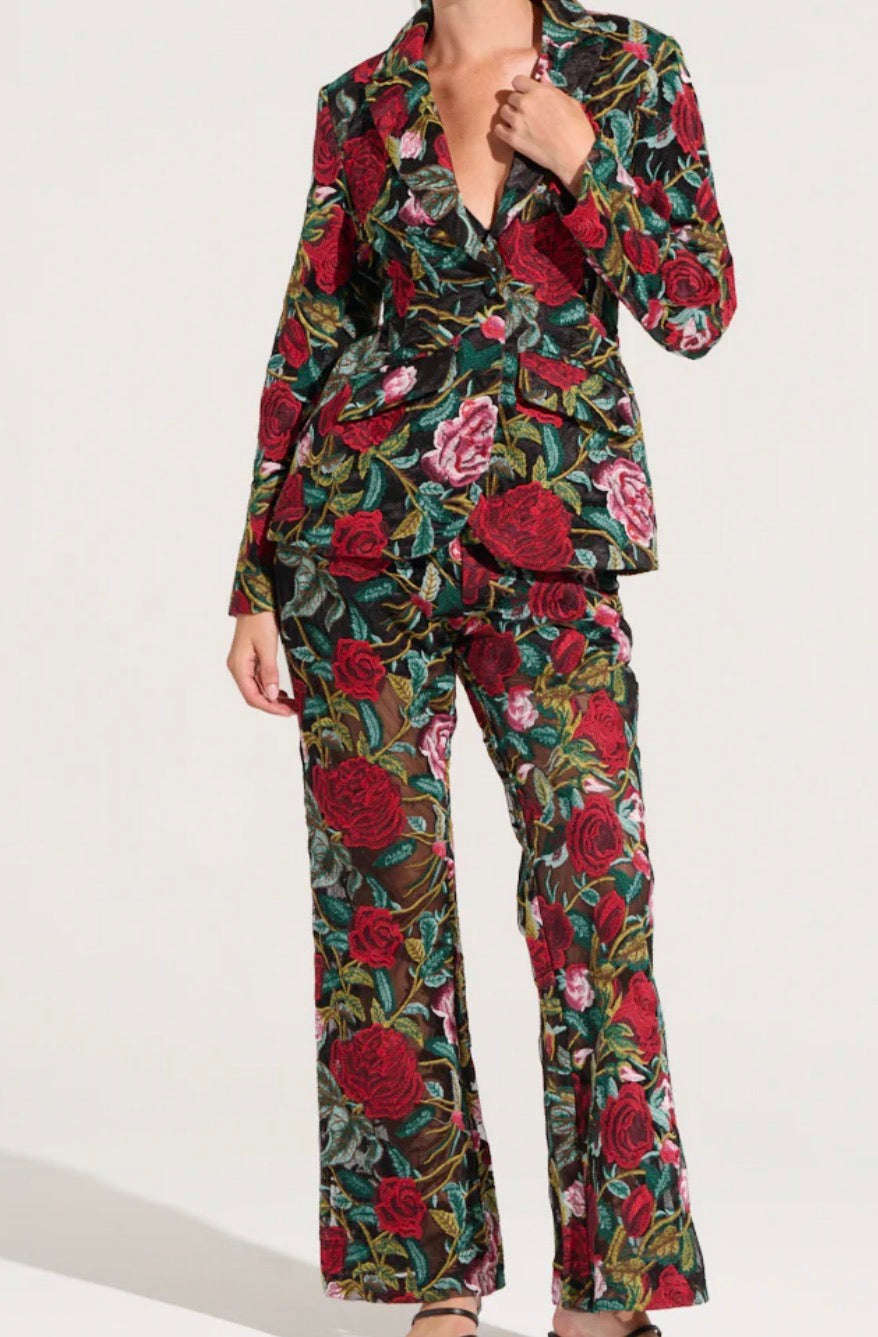 Black Multi Flower Pants A