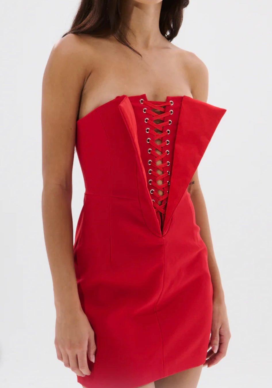 Lace Up Red Dress A