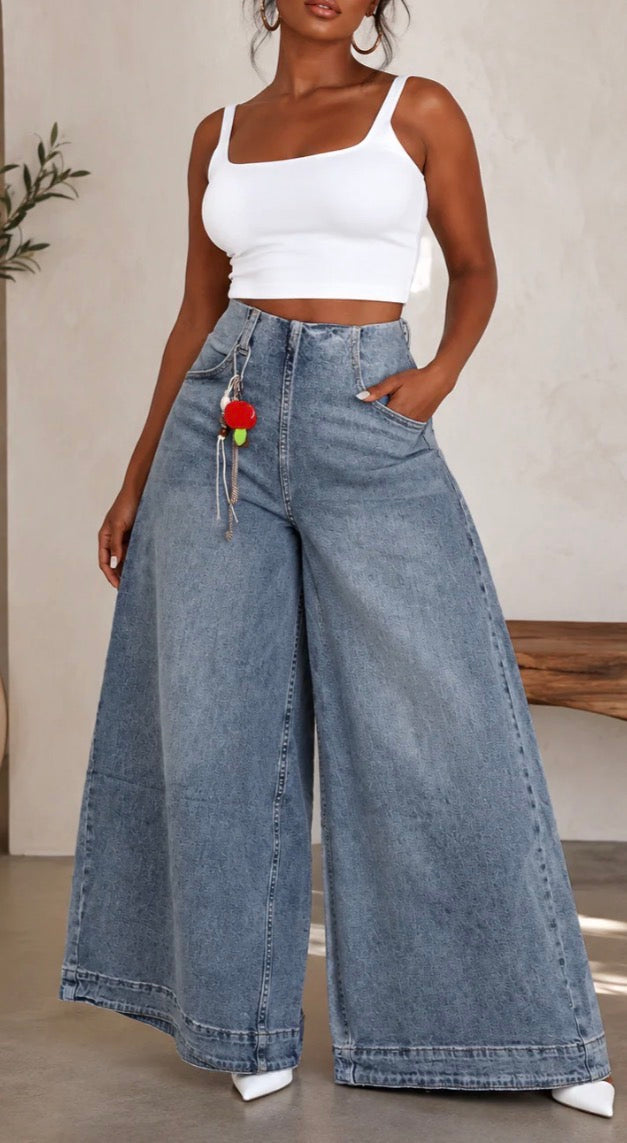 Super Wide Leg Paints Denim With Charm