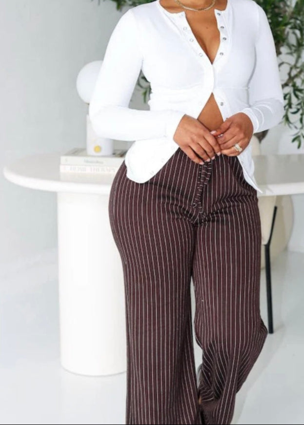 Pinstripe Lounge Pants Brown