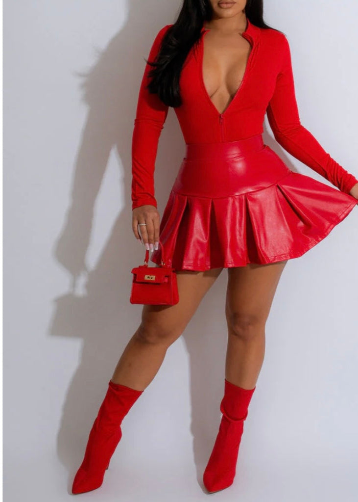 Bodysuit Skirt Red