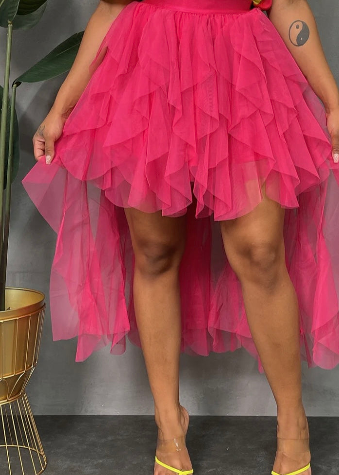 High Low Mesh Skirt