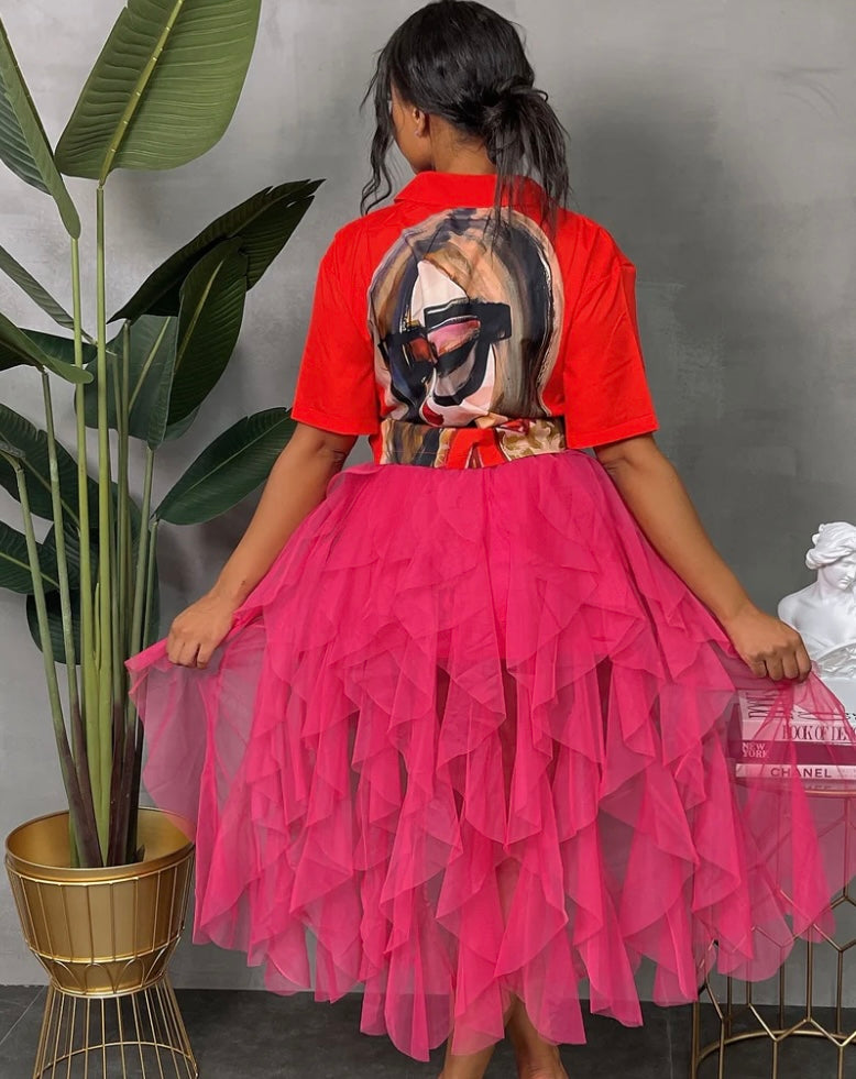 High Low Mesh Skirt