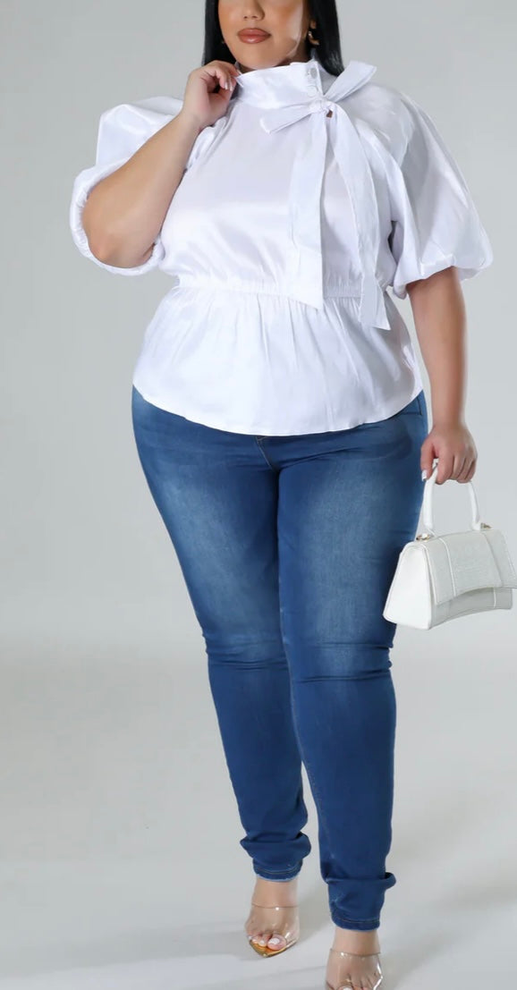 White Peplum Plus