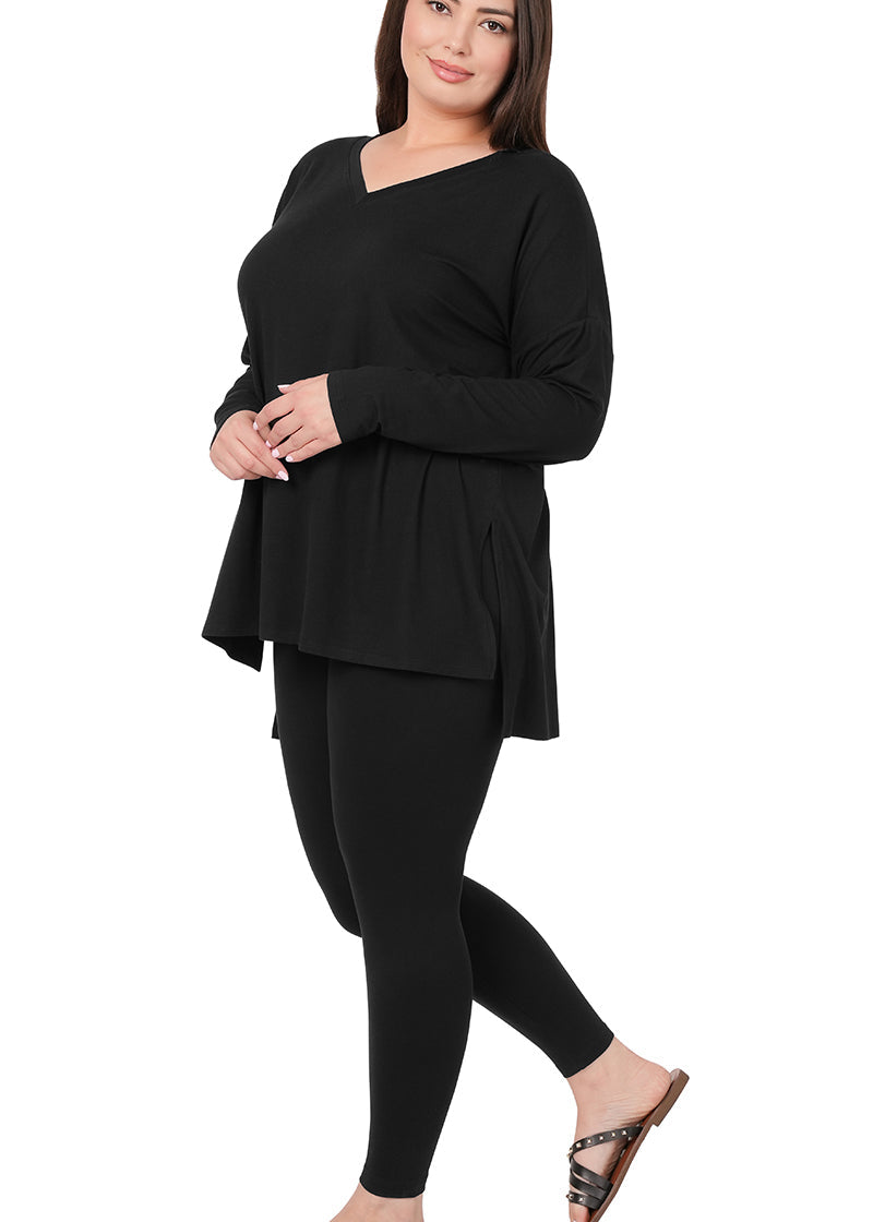 Two Piece Active Set Long Sleeve Black