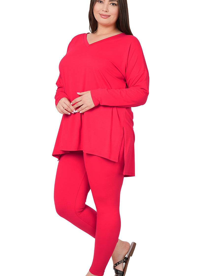 Two Piece Active Set Long Sleeve Ruby