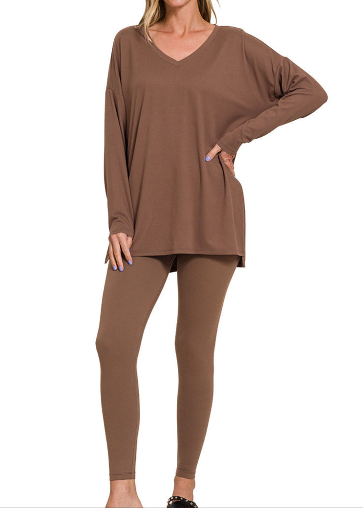 Plus Two Piece Active Set Long Sleeve Gray