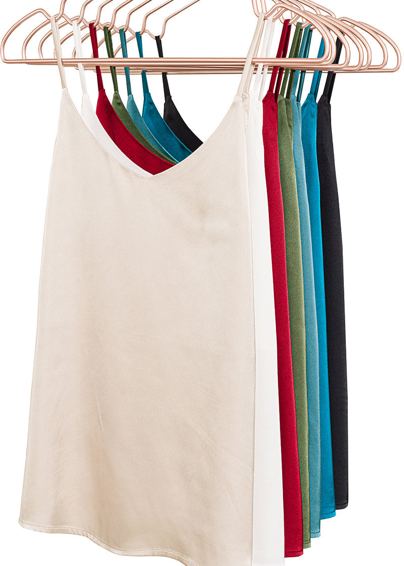 SATIN CHARMEUSE V-NECK CAMI TOP Burgundy