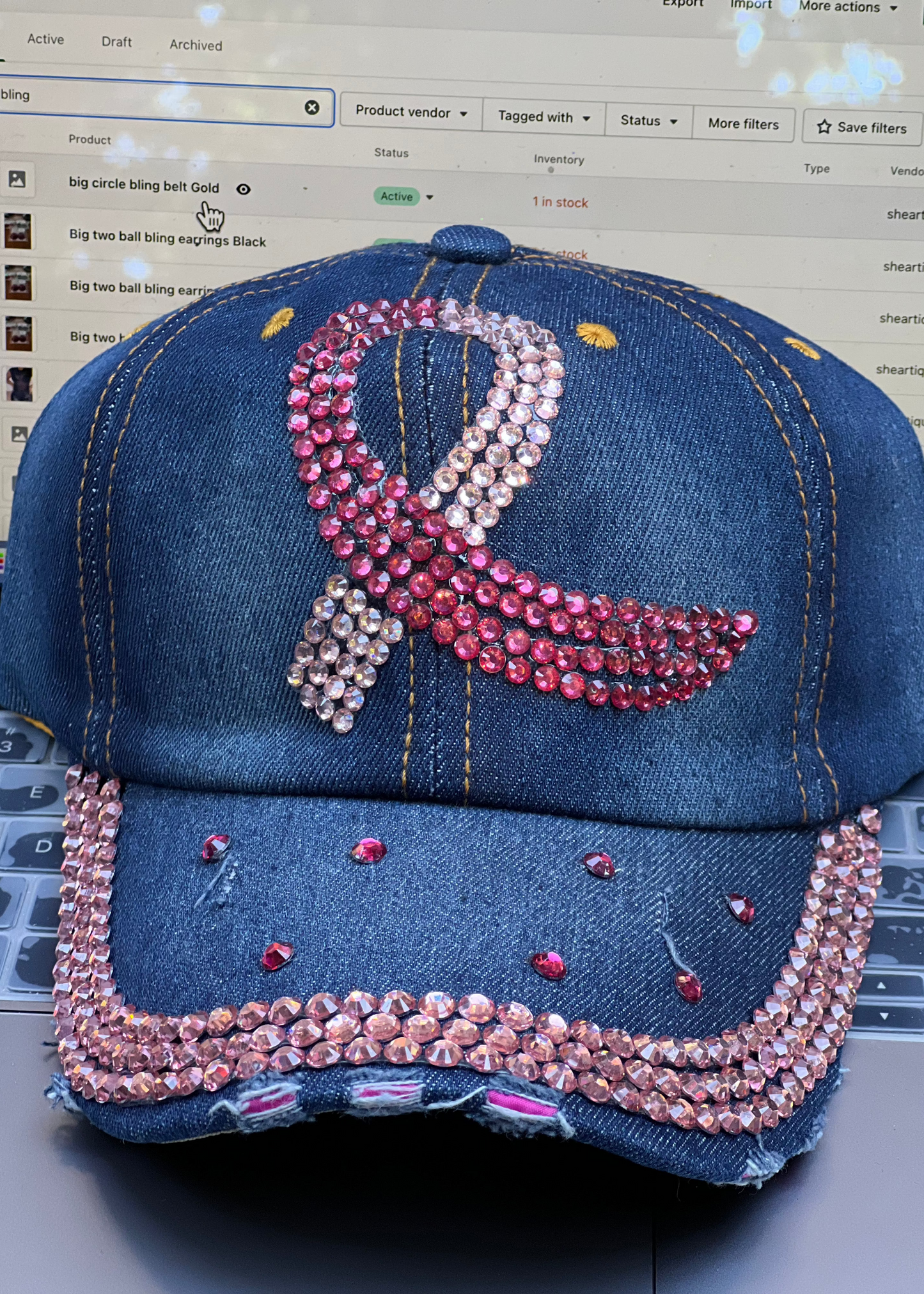 Breast Cancer Awareness Hat Jean Denim