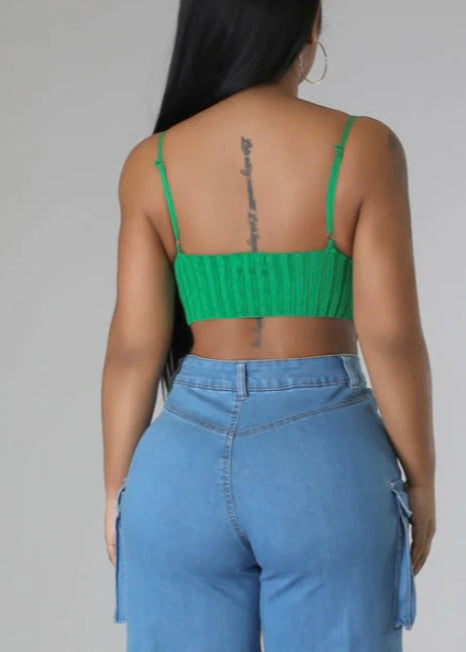 Ribbed Crop Top Green