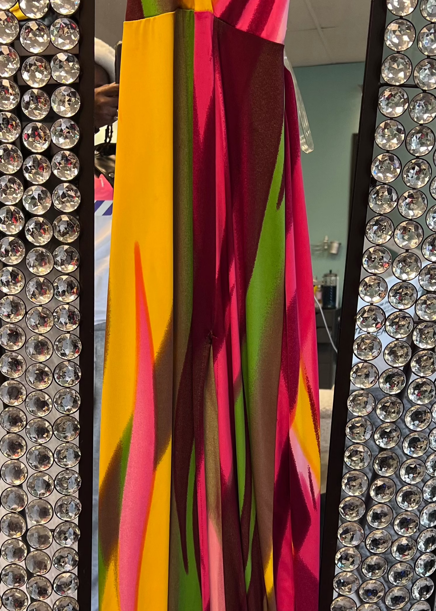 Pink Yellow Brown Cross Back Tank Dress