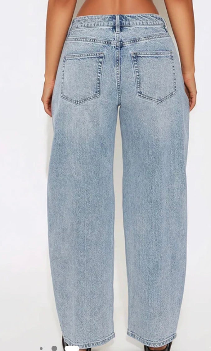 Stretch Barrel Leg Jeans - Vintage Wash 15