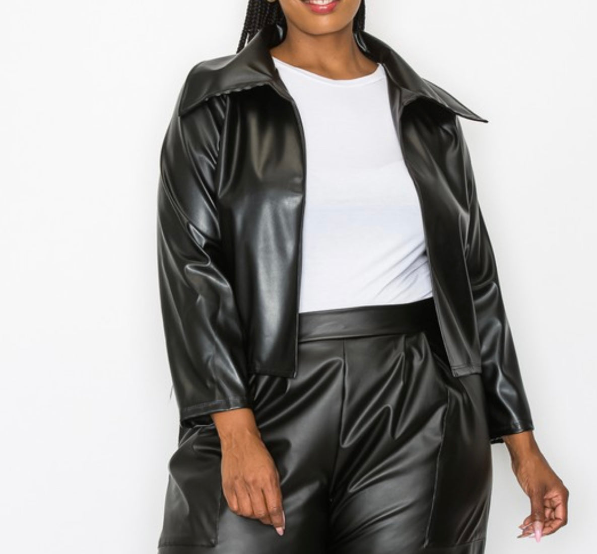 Faux Leather Crop Jacket