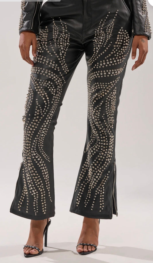 Faux leather Stud Pants A