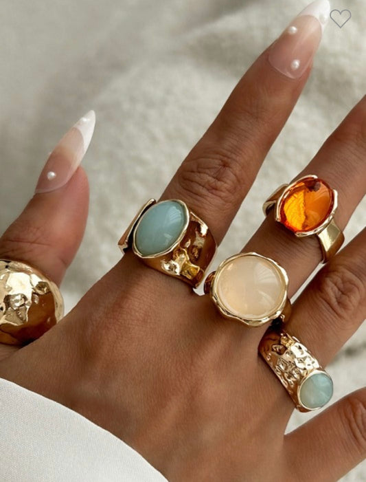 Acrylic Open ITexture Ring Set