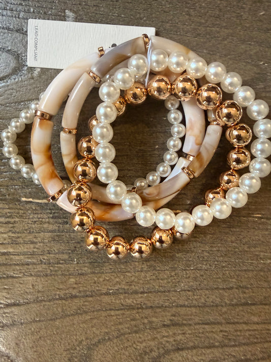 Stacked Bracelets Pear And Gold