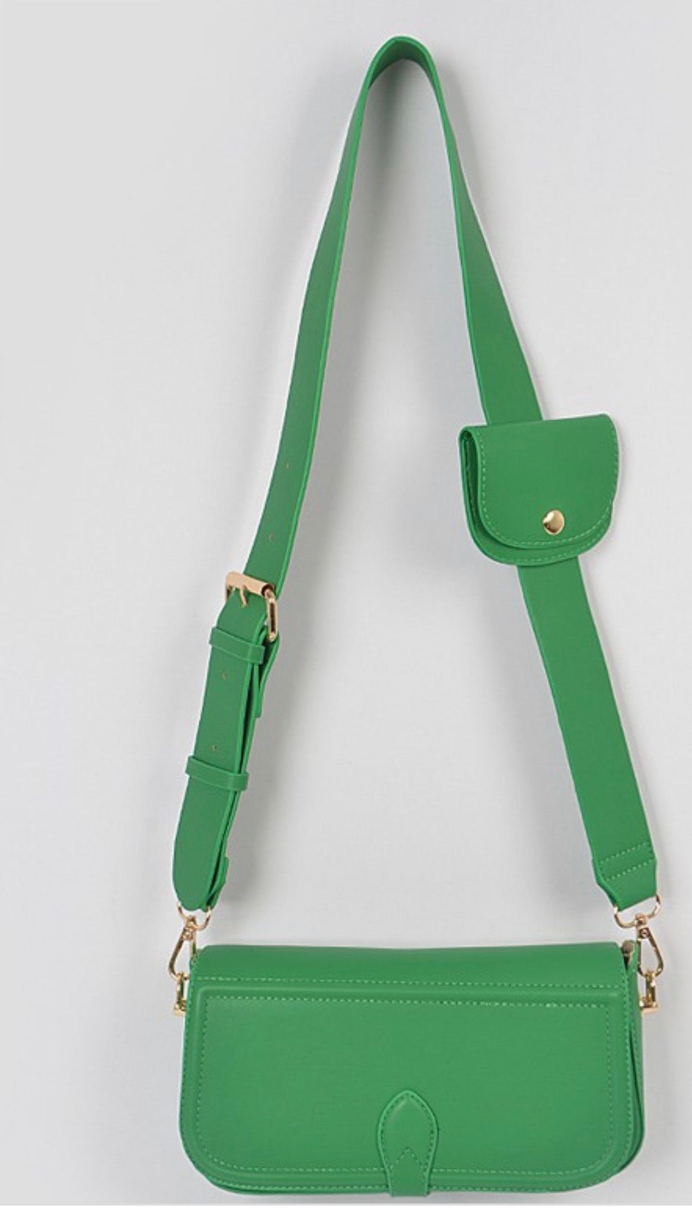 Faux Leather Crossbody Bag W/mini Pouch