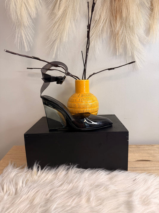Black ankle strap wedge A