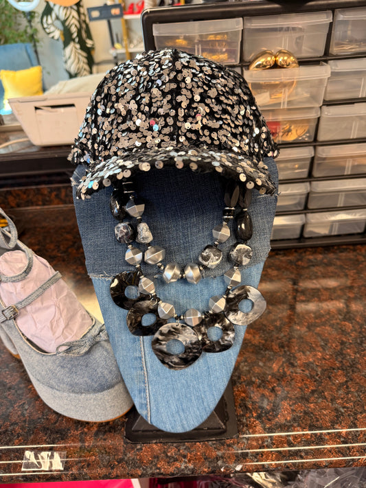 Chunky Double Neckless With Earrings Sliver