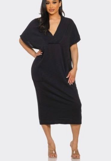 Solid  Dress With Side Pockets