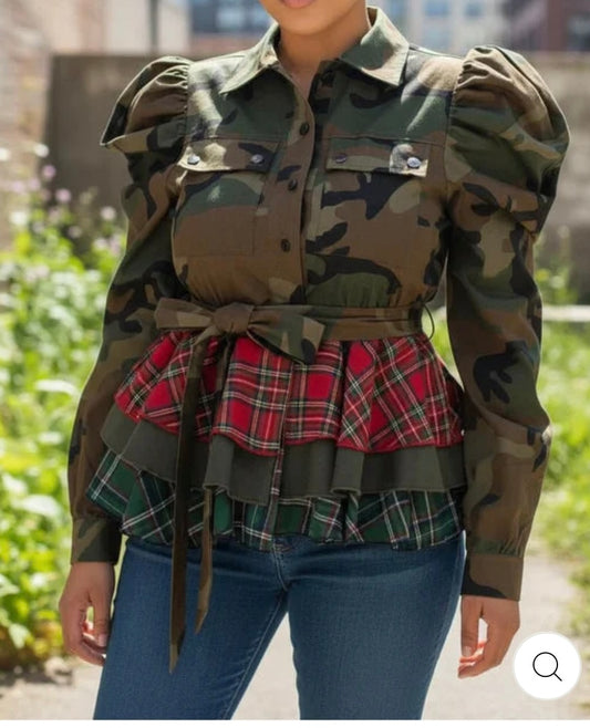 Camo Hem Jacket Long Sleeve