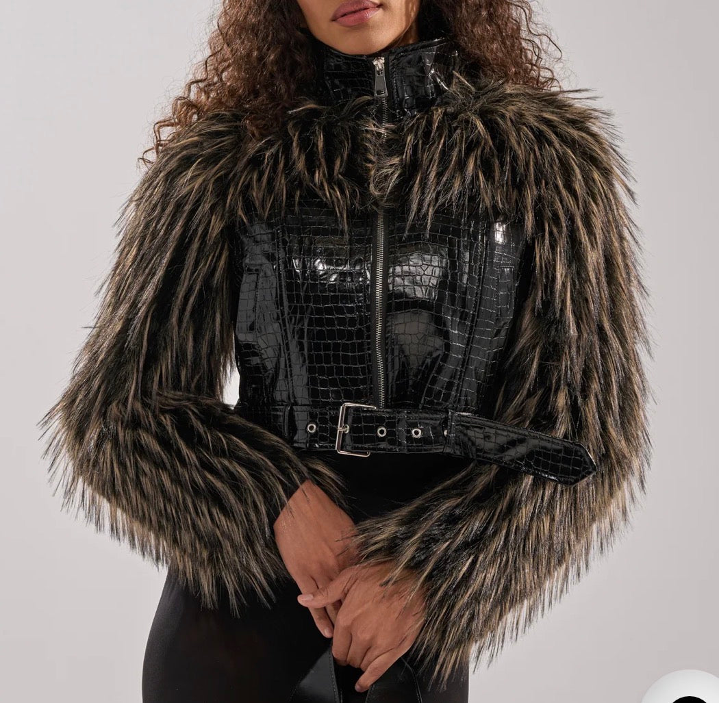 Fur  And Black Leather A