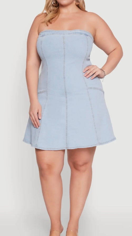 Plus Long  Denim  Dress Tub 2x L
