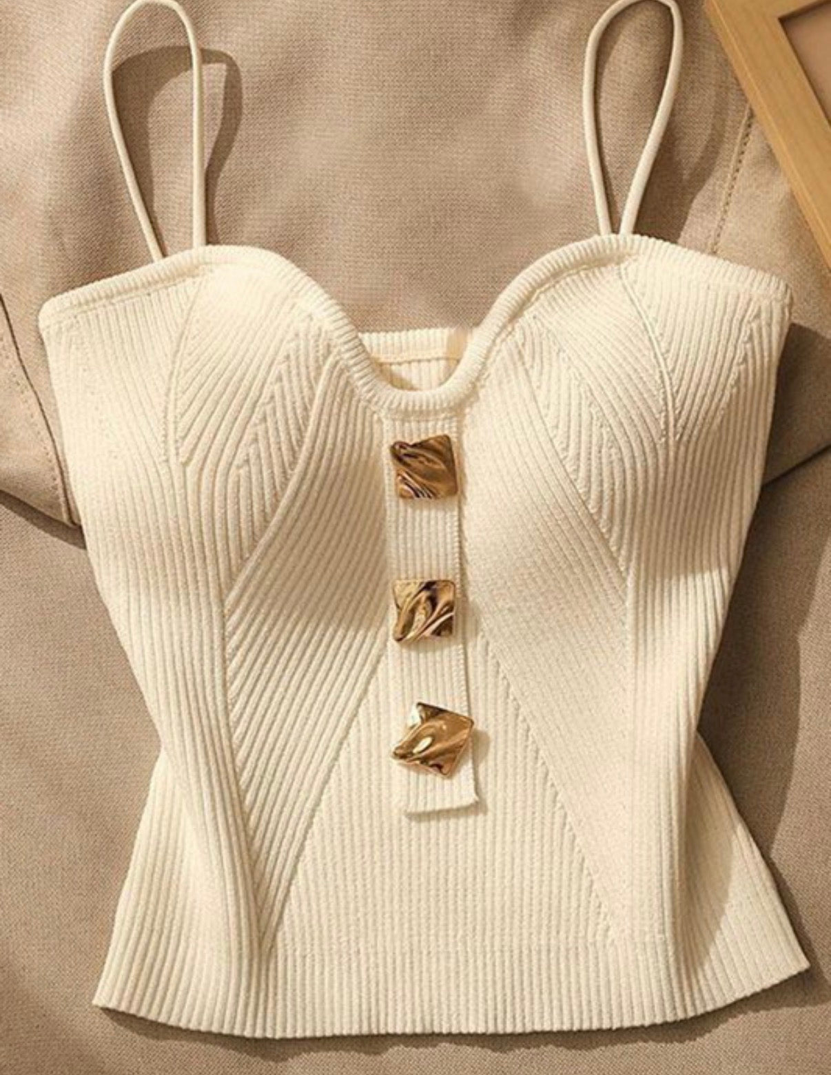 Buttoned Corset Knit Cami ONE SIZE
