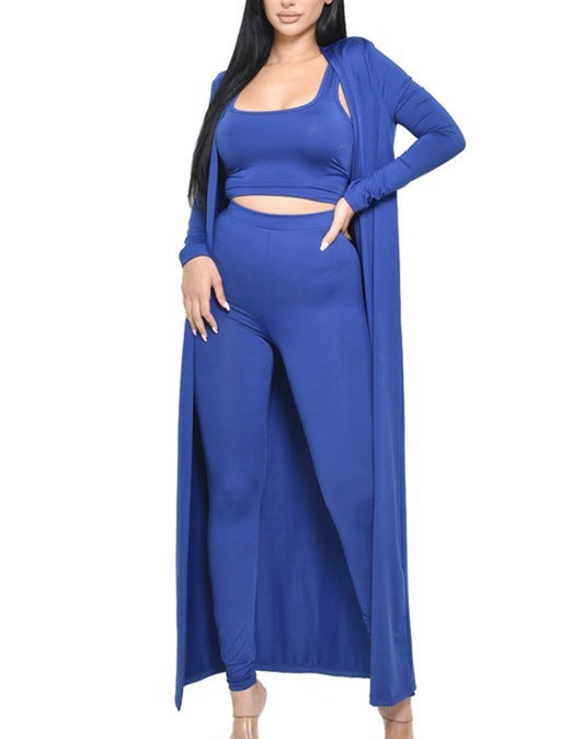 Knitted Solid 3 Piece Legging Set Blue
