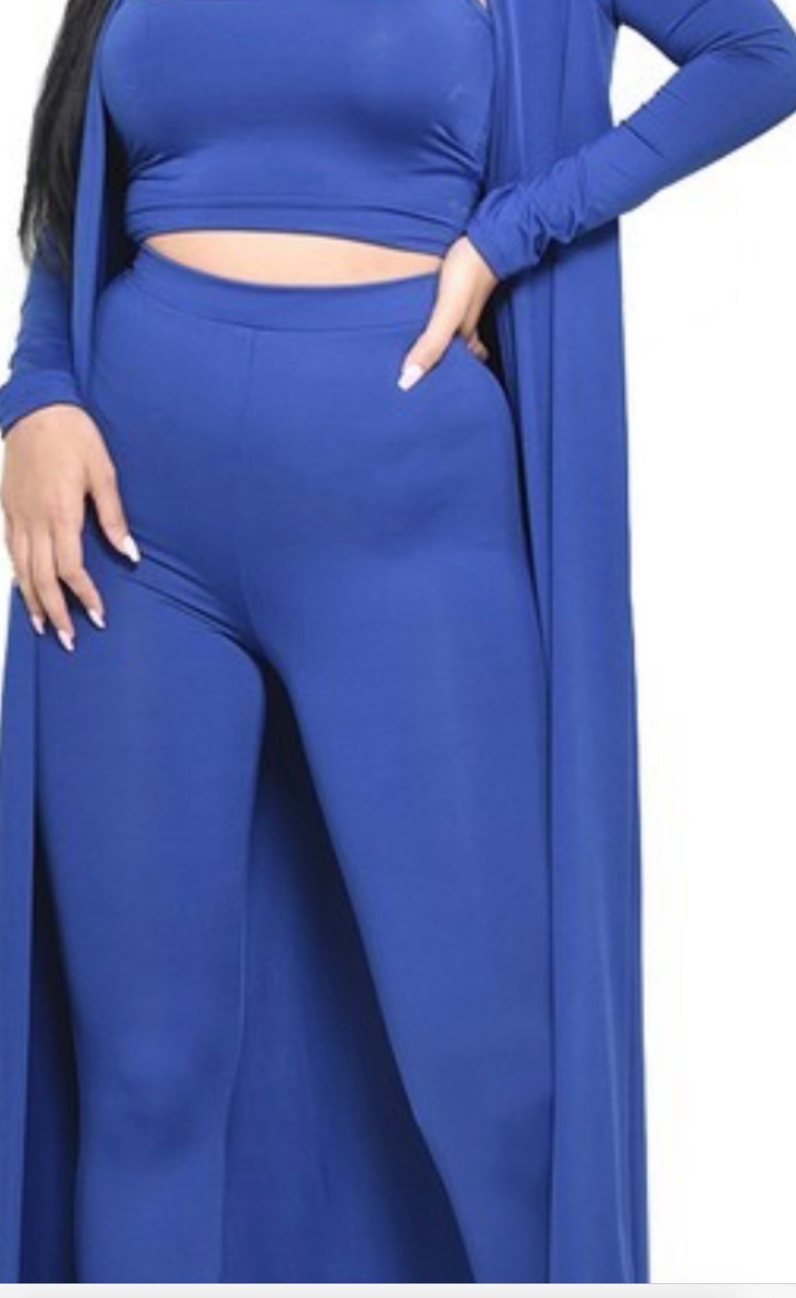 Knitted Solid 3 Piece Legging Set Blue
