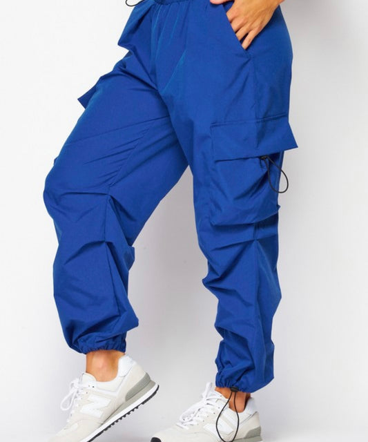 Parachute Ruched Cargo Pocket Jogger  BLUE