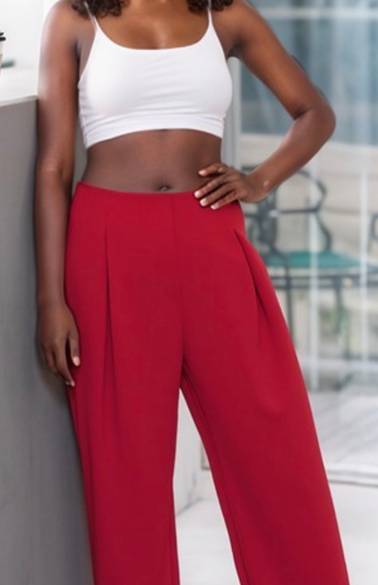 Plus Solid Side Zipper Straight Leg Pants