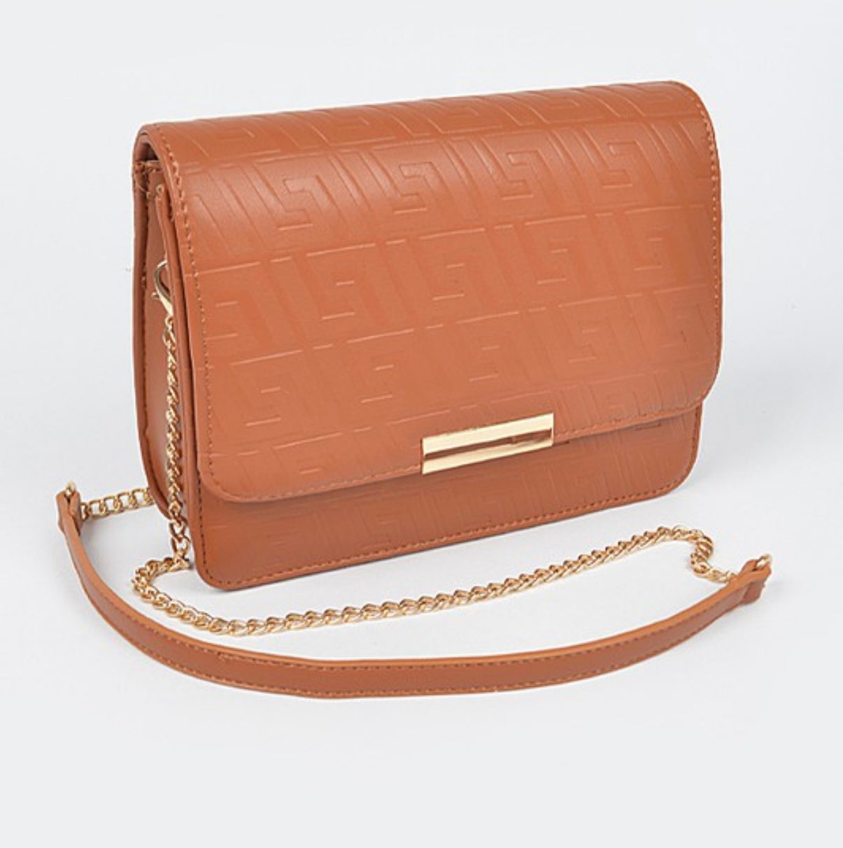 Embossed Faux Leather Flap Bag