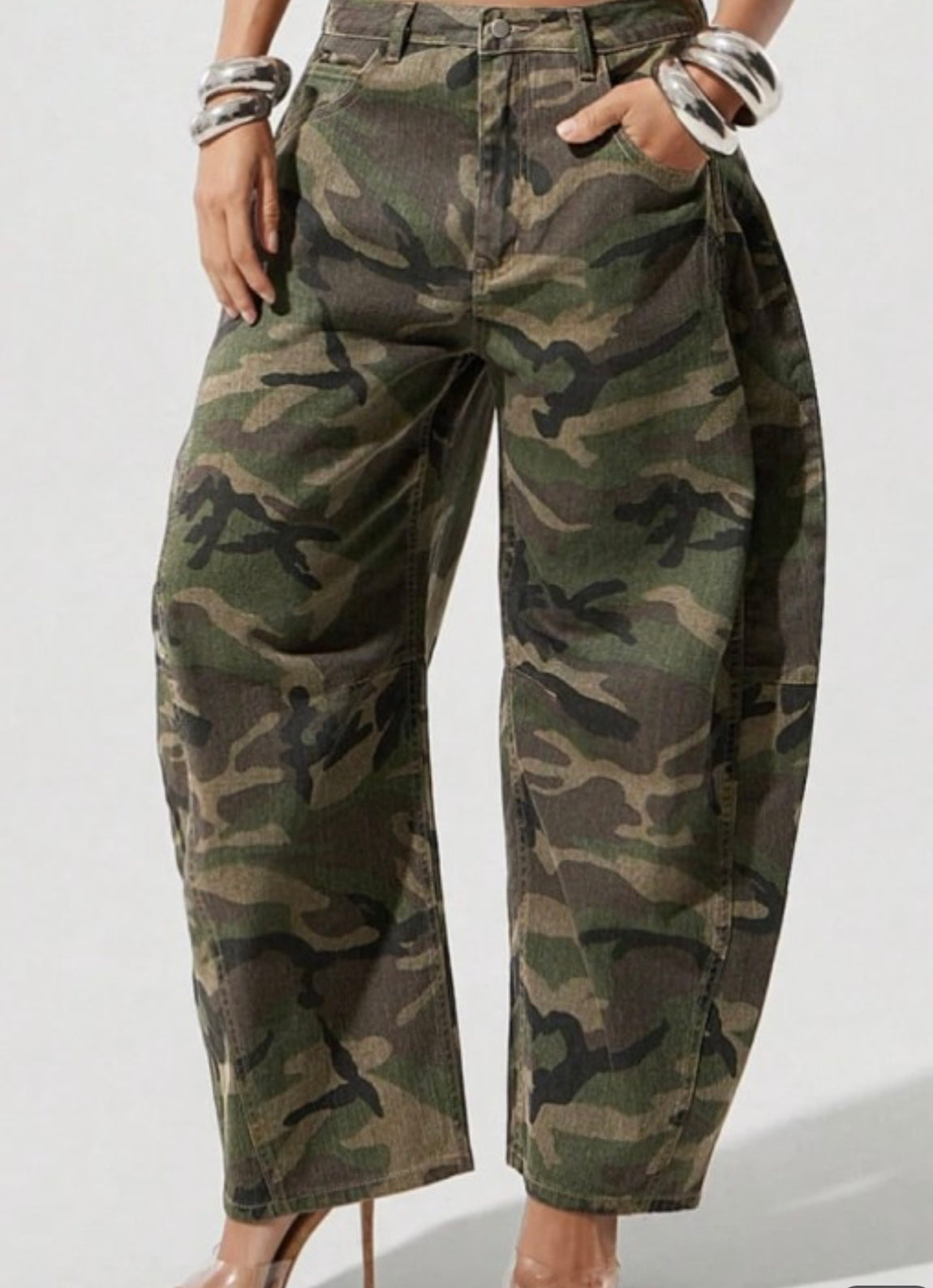 Camo Print Wide Baggy Pant