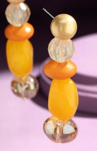 Steel Teardrop Faux Stone Earrings