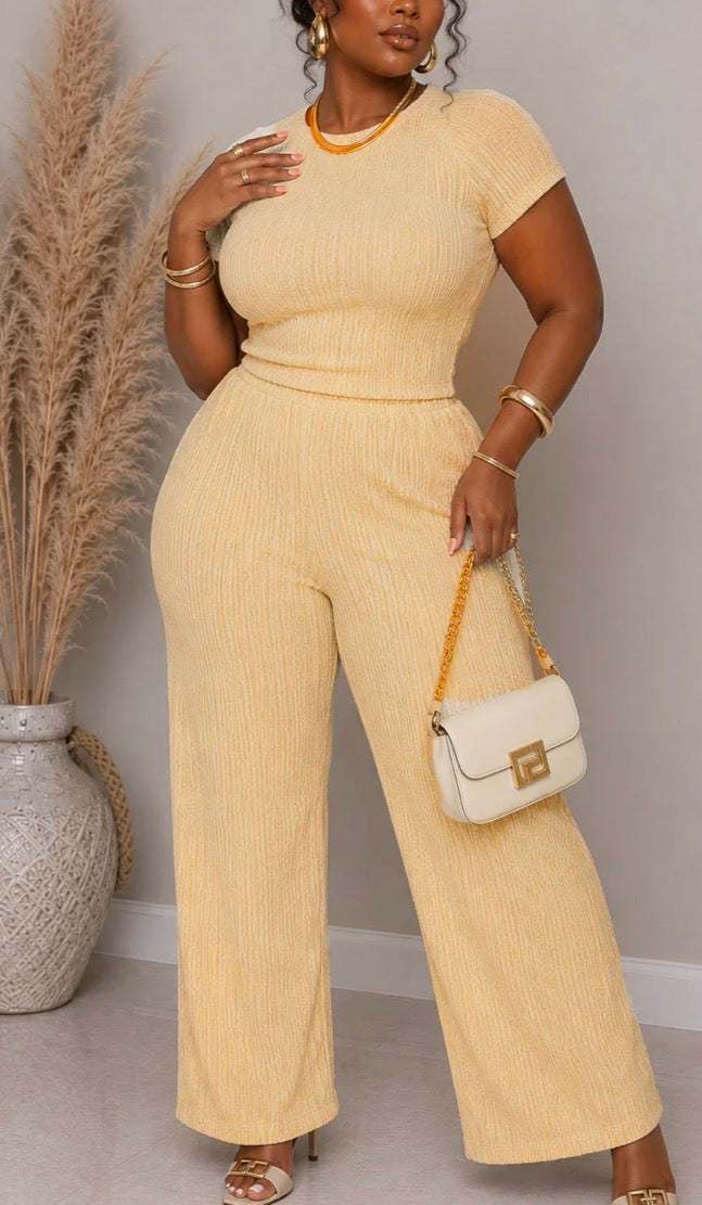 CRINKLE TOP & PANTS SET
