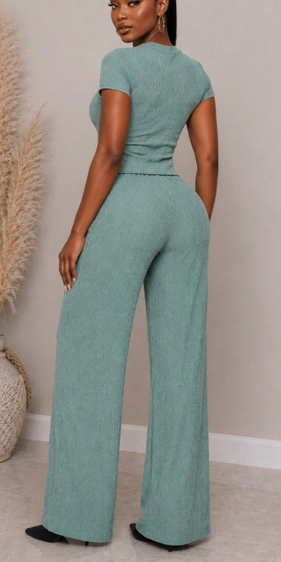 CRINKLE TOP & PANTS SET