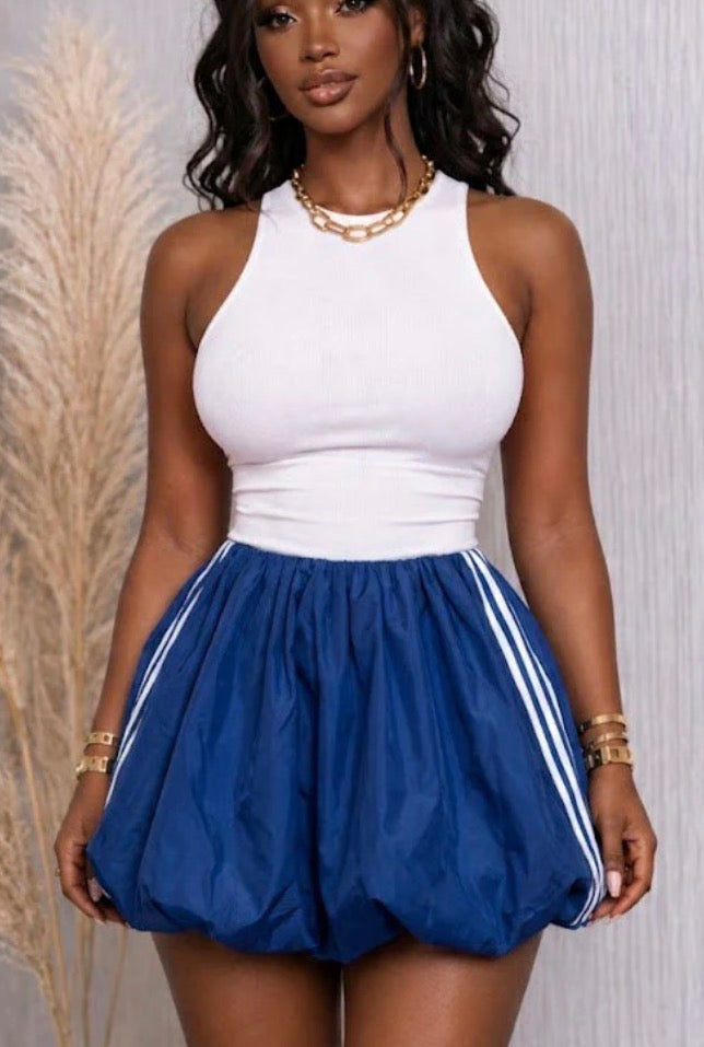 TRACK SIDE STRIPED BUBBLE SKIRT