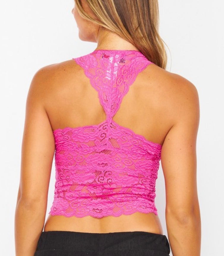 Lace Racerback Bra Tank With Removable Pads