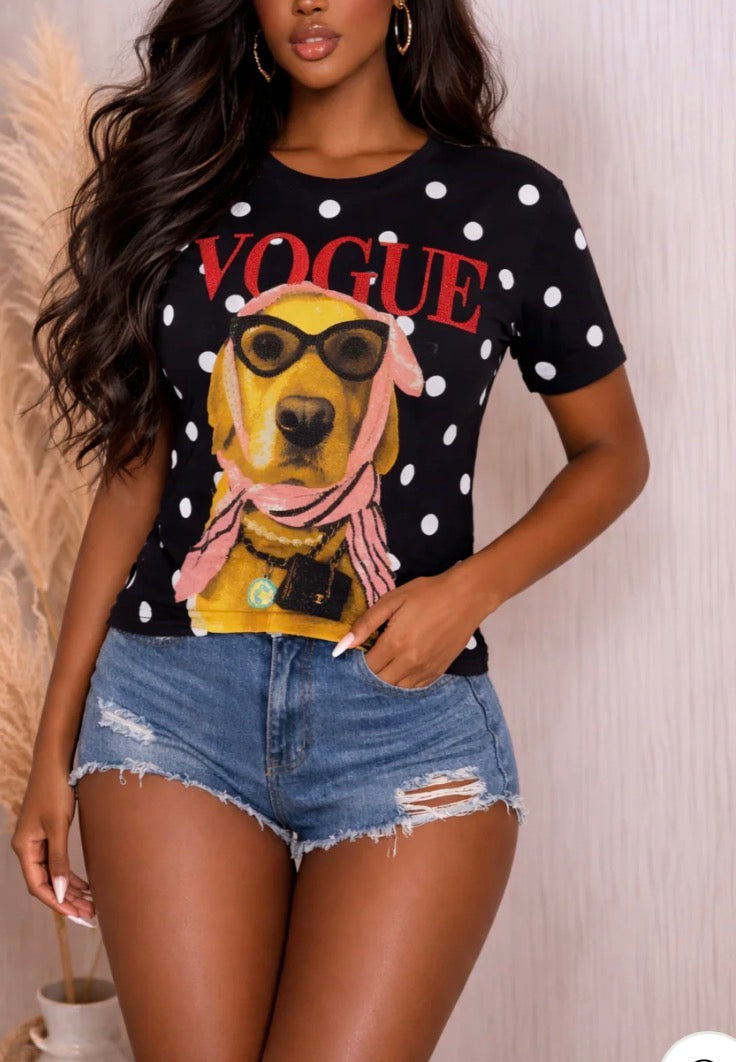 POLKA DOT DOG PRINT TSHIRT