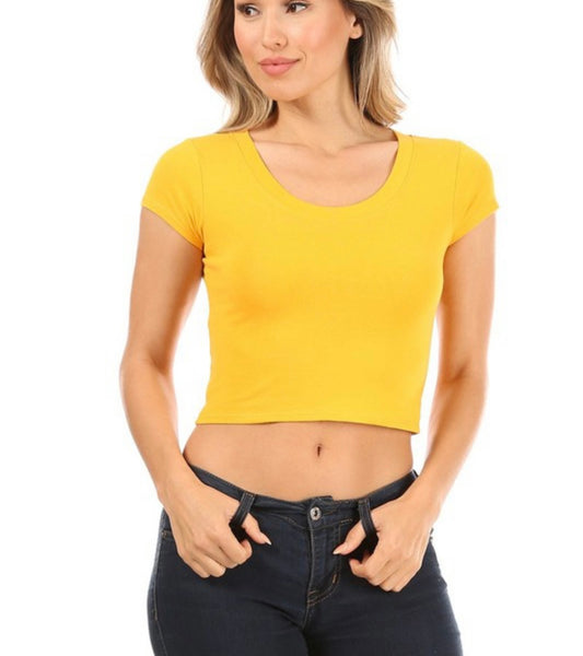 Solid Crop Top Featuring A Scoop Neck