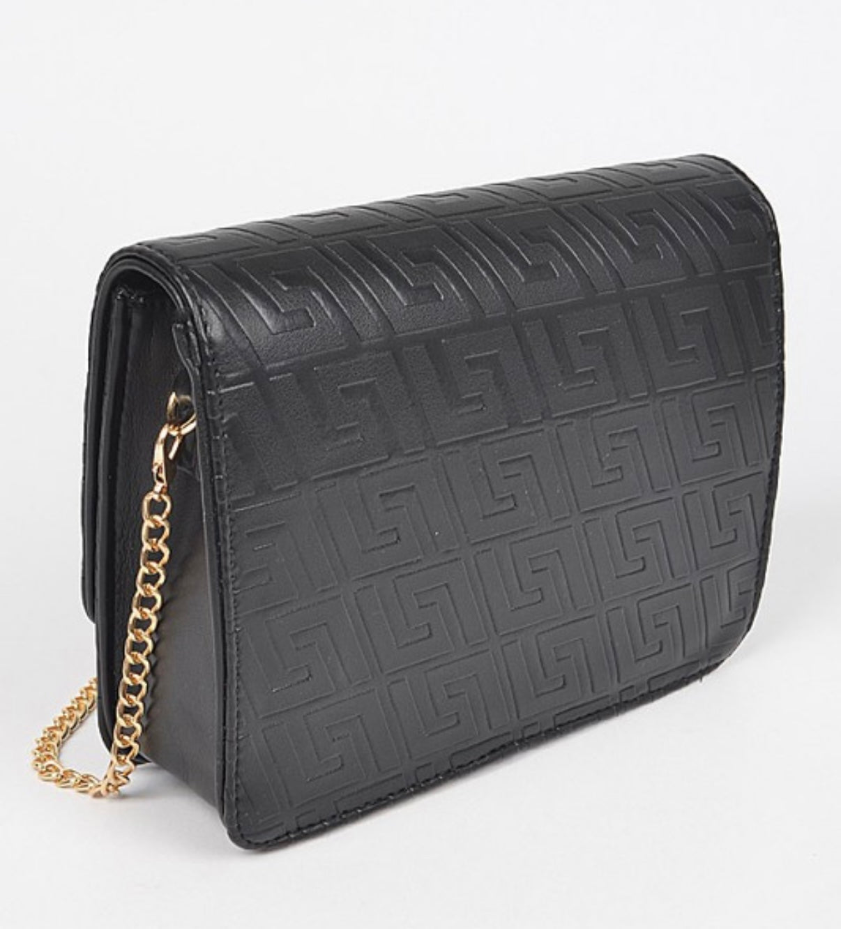 Embossed Faux Leather Flap Bag