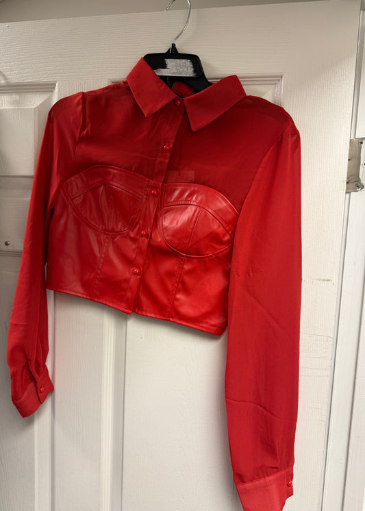 Red/ Fux Lether Top n