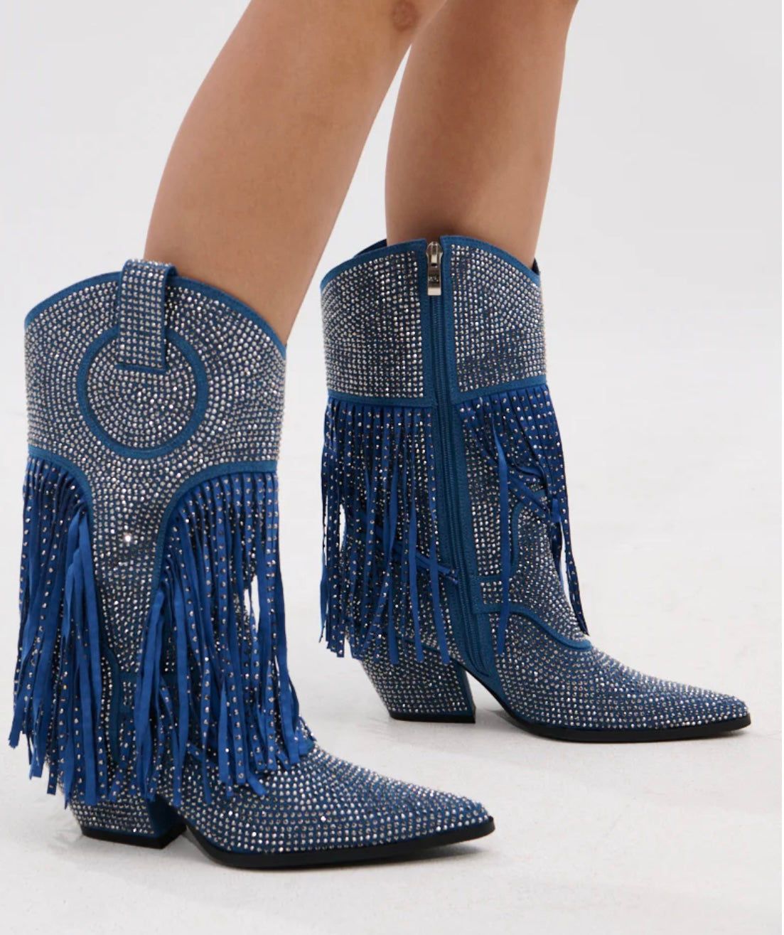 Denim Rhinestone Bootie AW Blue