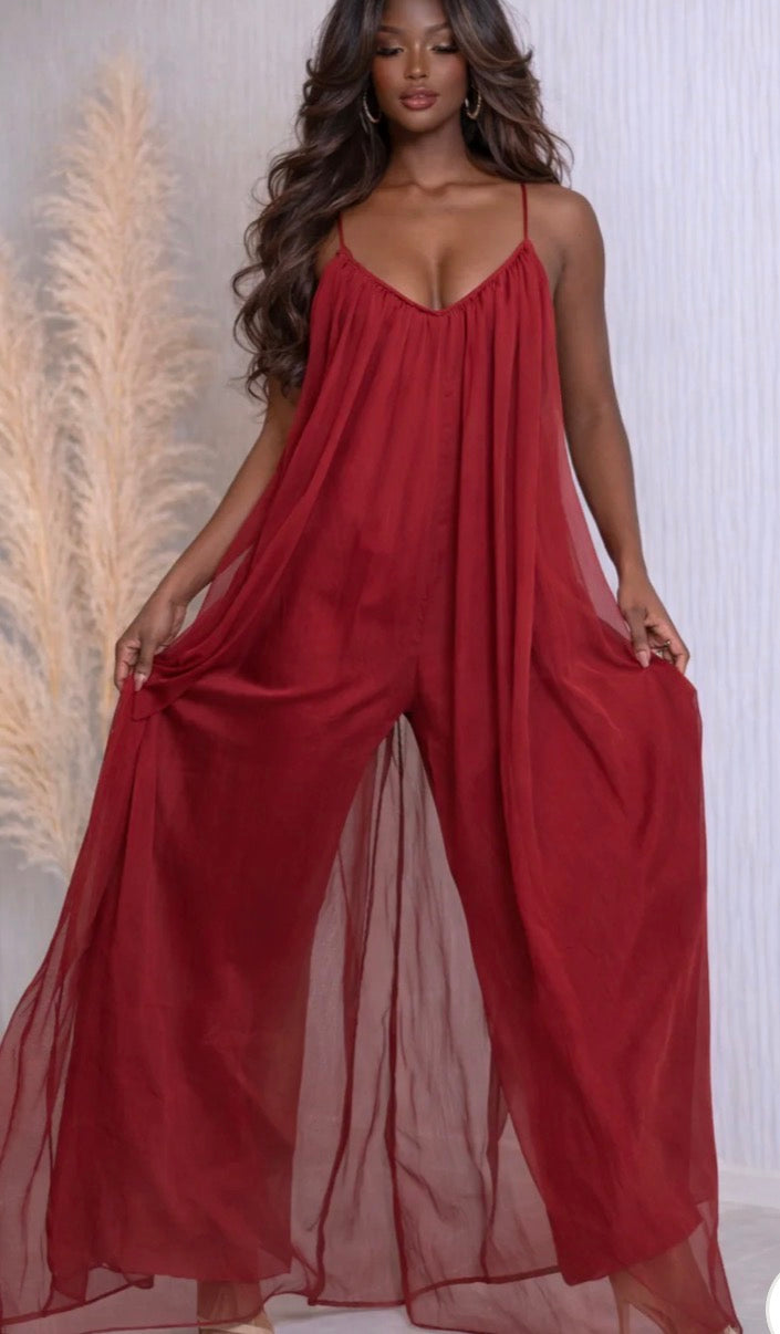THIN STRAP JUMPSUIT  Wine