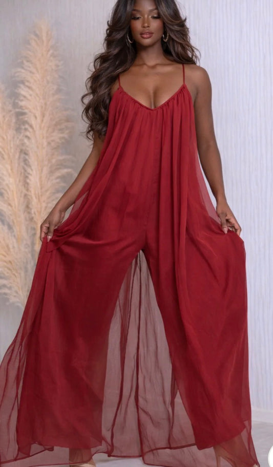 THIN STRAP JUMPSUIT  Wine