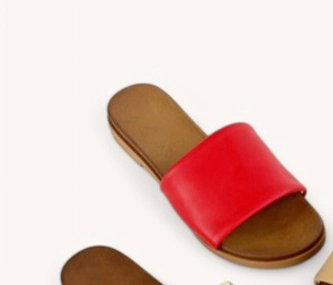 Crucial-03 Bold Plain Upper Slip-on Sandals Red