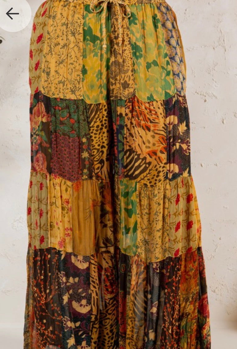 Retro Flared Patchwork Pants Plus
